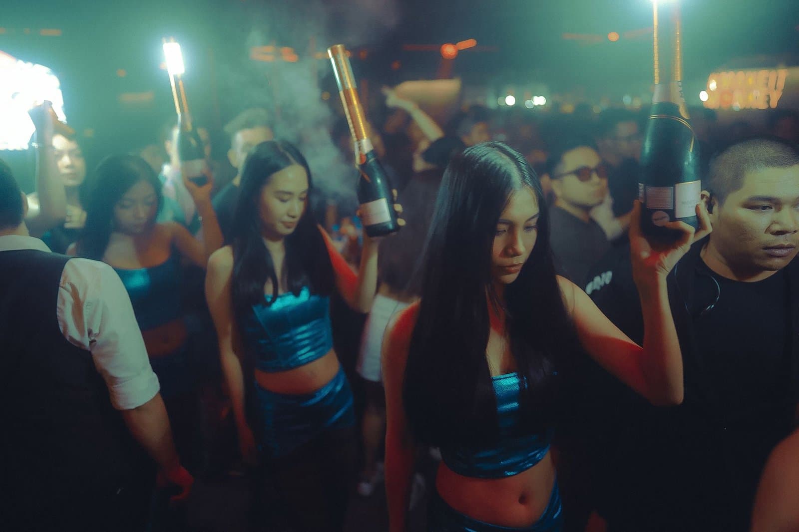 Crowd celebrating at a brand activation event